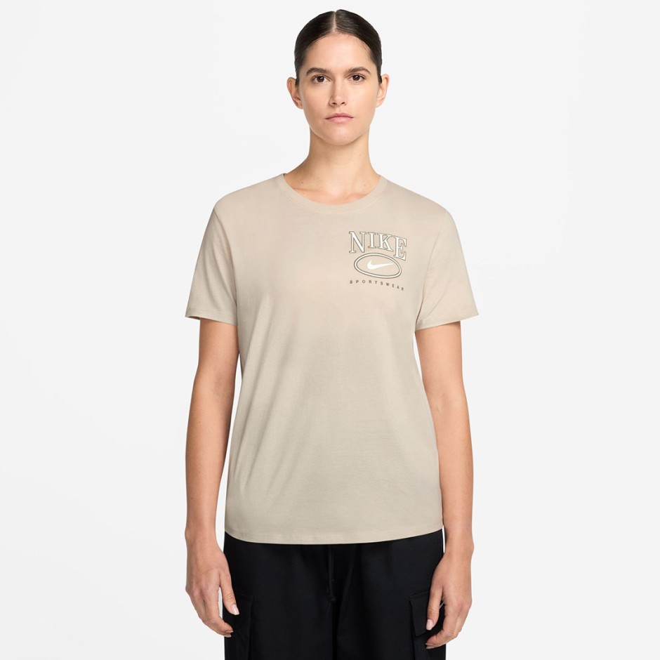 Γυναικεία Κοντομάνικη Μπλούζα Εκρού - Nike Club