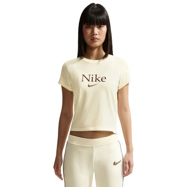 Γυναικεία Κοντομάνικη Μπλούζα Εκρού - Nike Sportswear