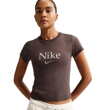 Γυναικεία Κοντομάνικη Μπλούζα Καφέ - Nike Sportswear