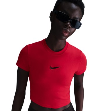Γυναικεία Κοντομάνικη Μπλούζα Κόκκινη - Nike Sportswear Chill Knit