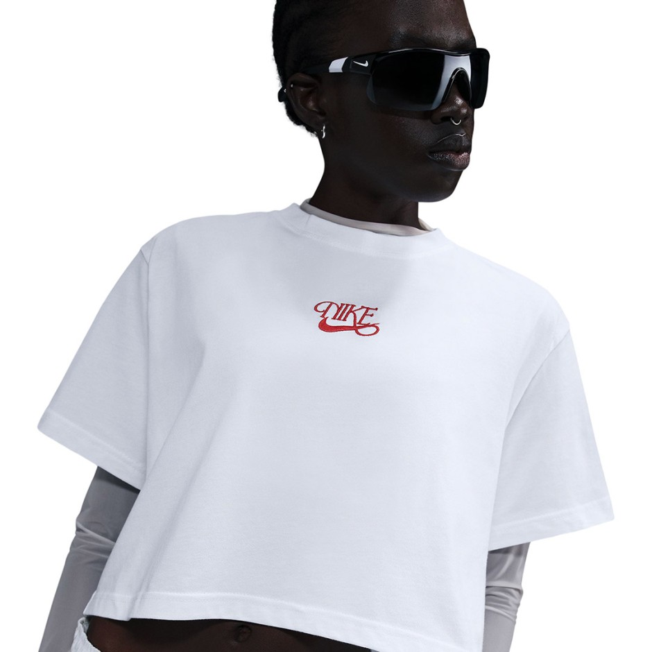 Γυναικεία Κοντομάνικη Μπλούζα Λευκή - Nike Sportswear