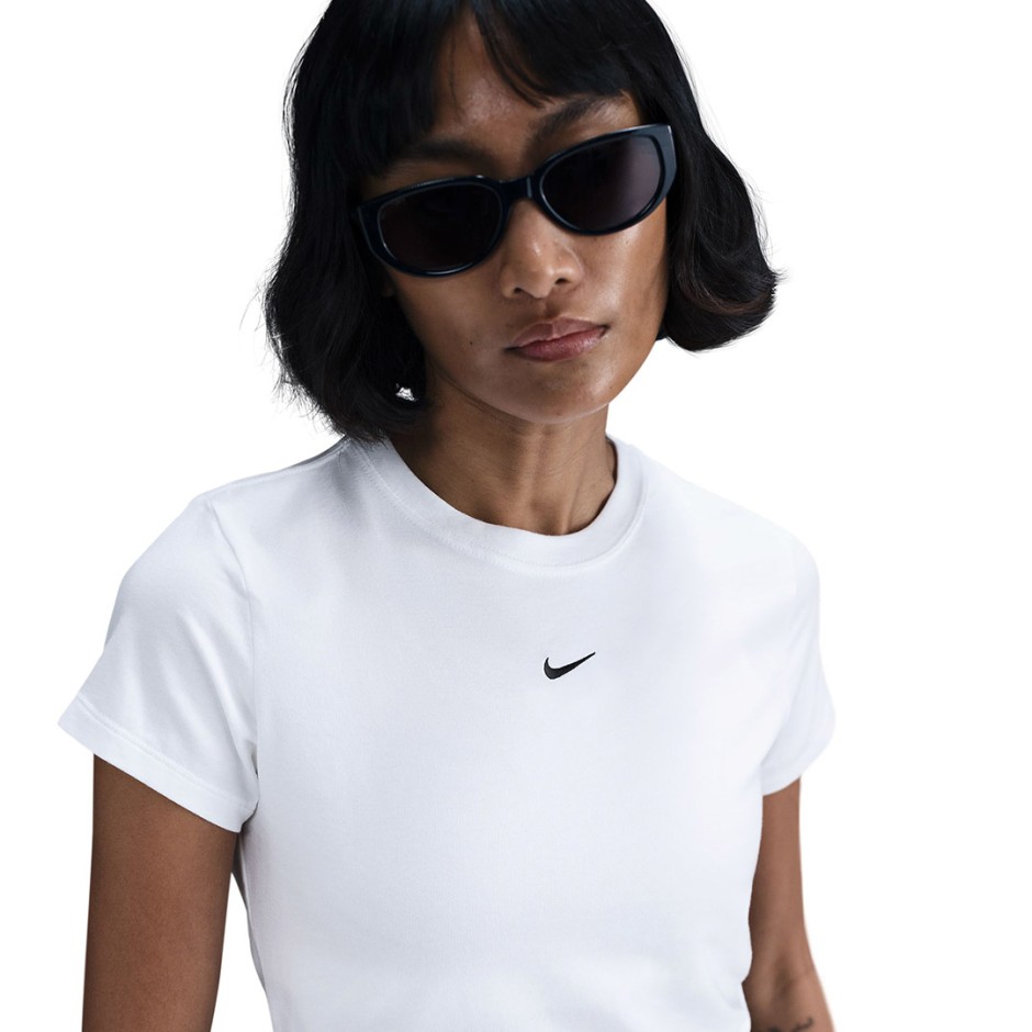 Γυναικεία Κοντομάνικη Μπλούζα Λευκή - Nike Sportswear Chill Knit