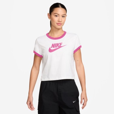 Γυναικεία Κοντομάνικη Μπλούζα Λευκή - Nike Sportswear Graphic Ringer