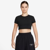 Γυναικεία Κοντομάνικη Μπλούζα Μαύρη - Nike Sportswear Chill Knit Εικόνα 