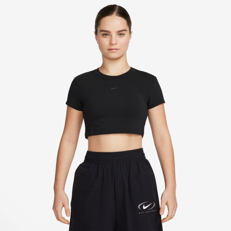 Γυναικεία Κοντομάνικη Μπλούζα Μαύρη - Nike Sportswear Chill Knit