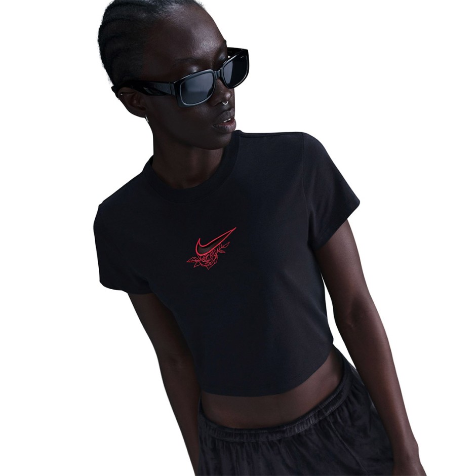 Γυναικεία Κοντομάνικη Μπλούζα Μαύρη - Nike Sportswear Chill Knit 