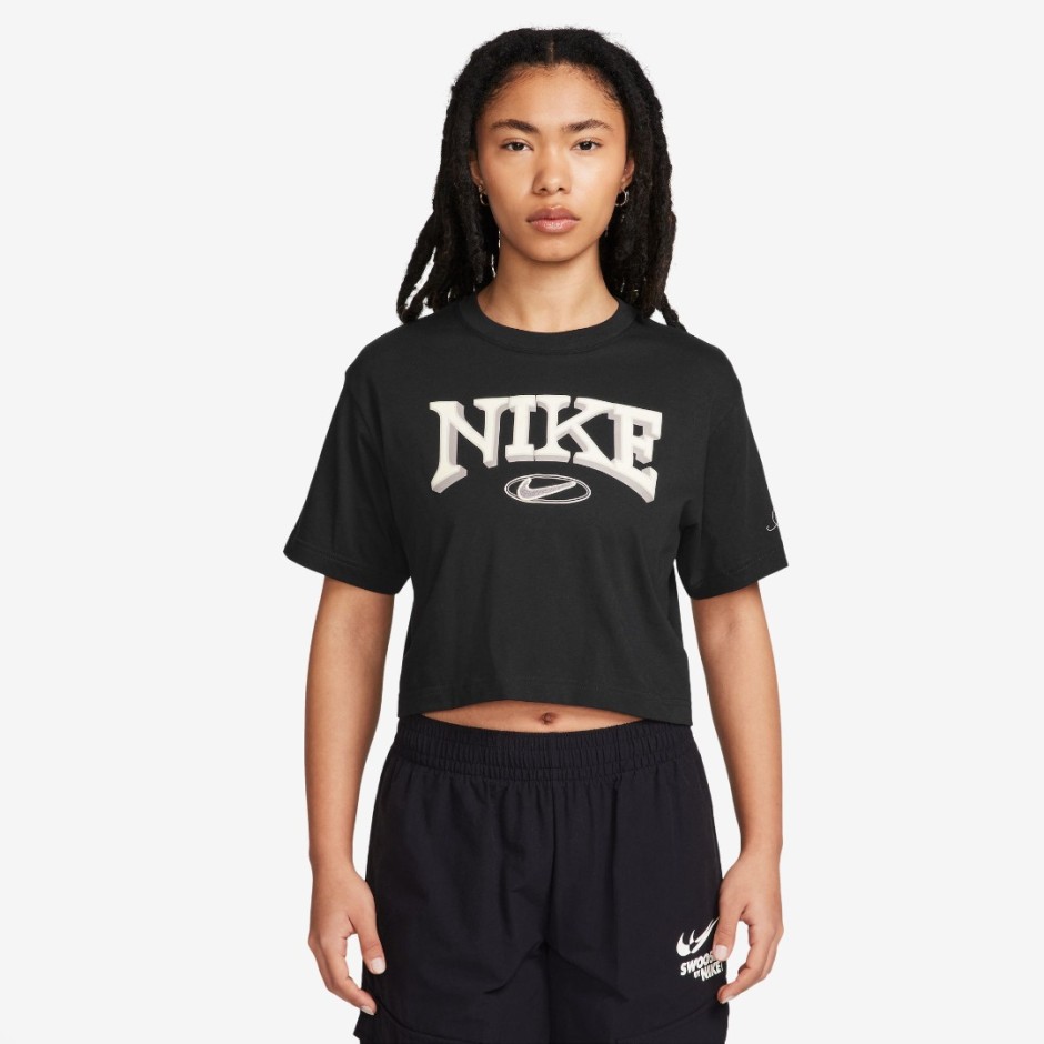 Γυναικεία Κοντομάνικη Μπλούζα Μαύρη - Nike Sportswear Varzity