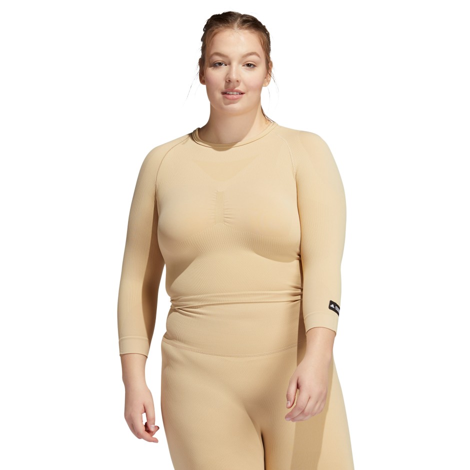 adidas Performance FORMOTION CROPPED TRAINING T-SHIRT (PLUS SIZE) GQ3853 Beige