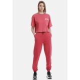 FUNKY BUDDHA CROPPED T-SHIRT WITH LOGO ACROSS THE CHEST FBL00114804-CHERRY Βordeaux