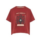 Γυναικεία Κοντομάνικη Μπλούζα Καφέ - Funky Buddha Εικόνα 0