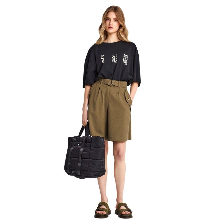 Γυναικεία Κοντομάνικη Μπλούζα Μαύρη - Funky Buddha