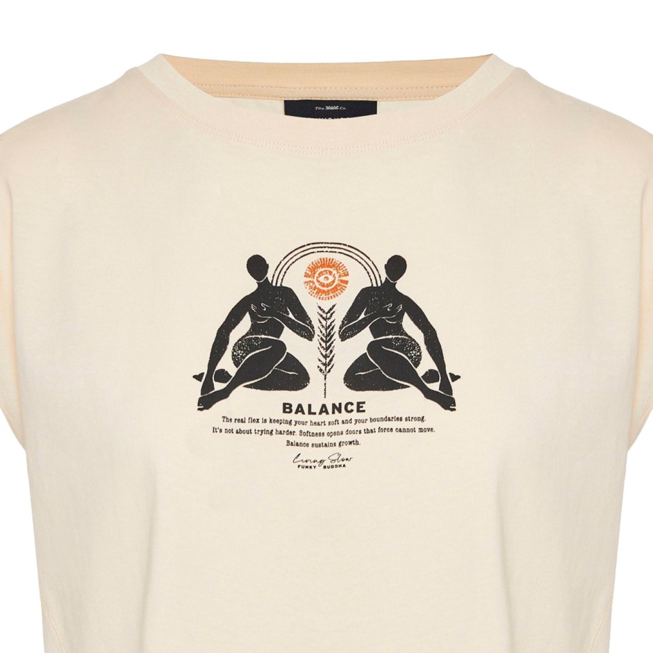 Γυναικεία Κοντομάνικη Μπλούζα Μπεζ - Funky Buddha