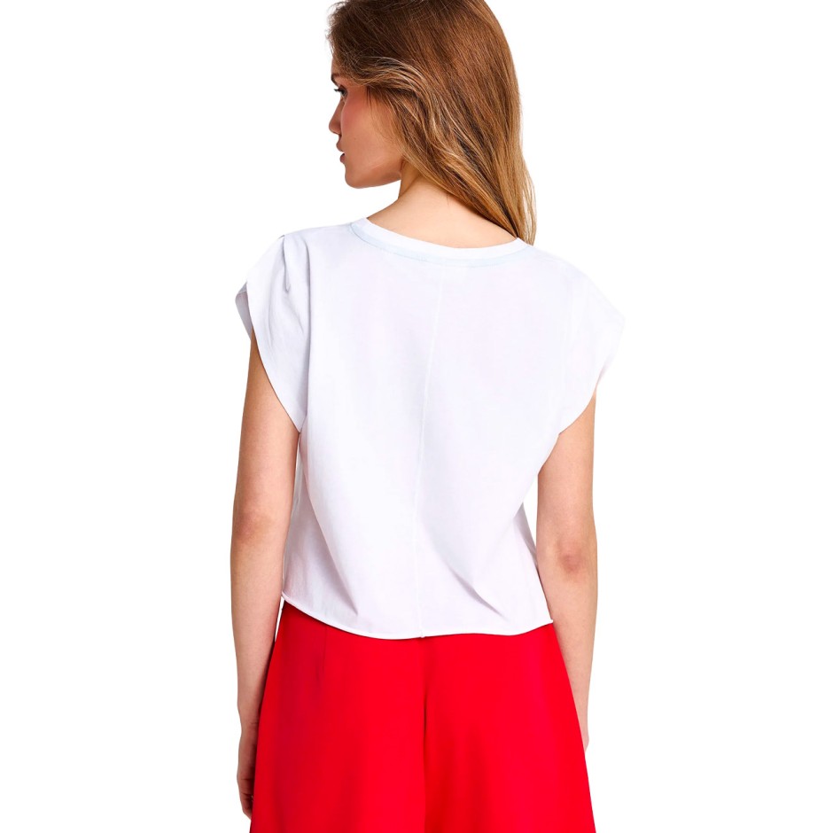 Γυναικεία Κοντομάνικη Μπλούζα Λευκή - Funky Buddha