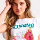 Γυναικεία Κοντομάνικη Μπλούζα Λευκή - Funky Buddha Εικόνα 1