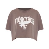 Γυναικεία Κοντομάνικη Μπλούζα Γκρι - Funky Buddha Εικόνα 