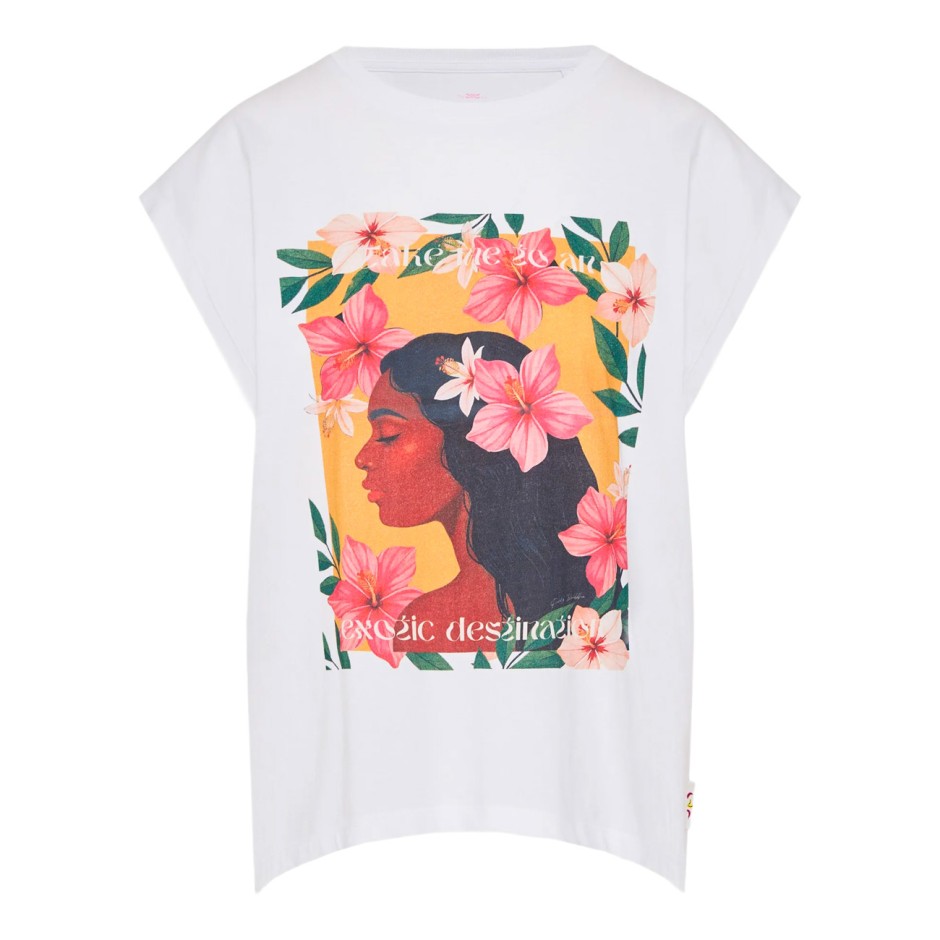 Γυναικεία Κοντομάνικη Μπλούζα Λευκή - Funky Buddha