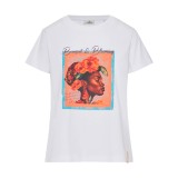 Γυναικεία Κοντομάνικη Μπλούζα Λευκή - Funky Buddha Εικόνα 
