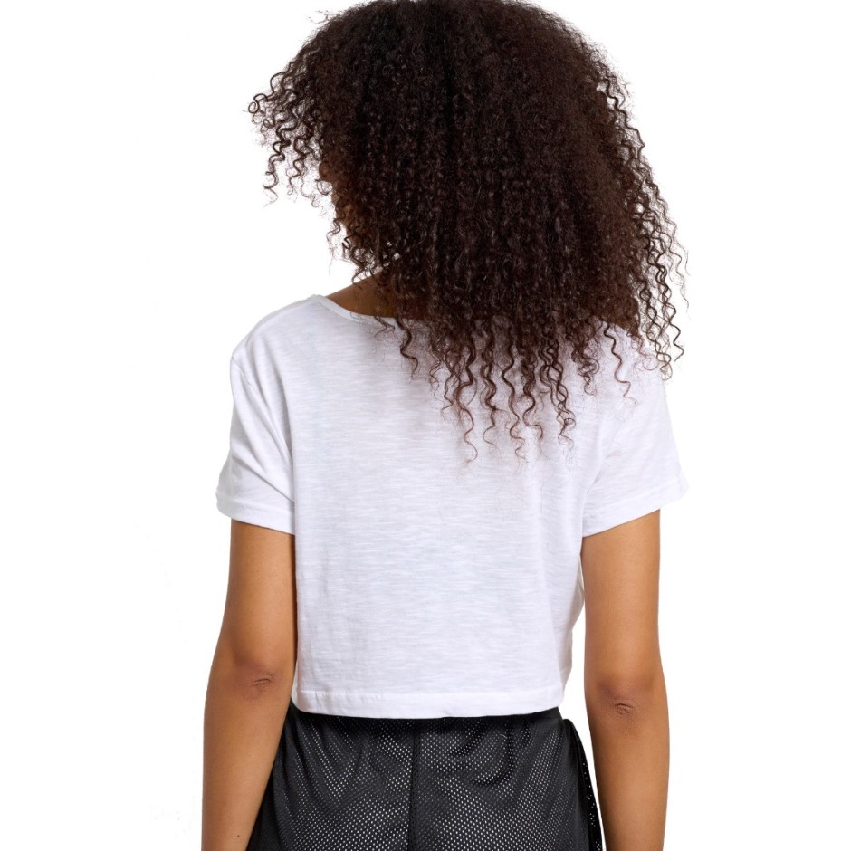 BODYTALK Λευκό - Γυναικεία Κοντομάνικη Μπλούζα Crop 