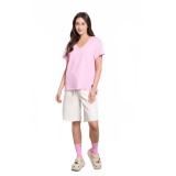 Γυναικεία Κοντομάνικη Μπλούζα Ροζ - Bodytalk