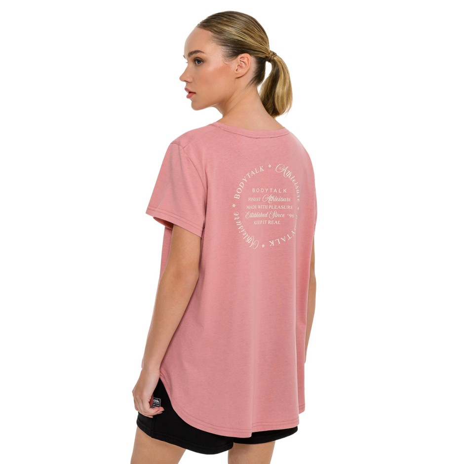 Γυναικεία Κοντομάνικη Μπλούζα Ροζ - Bodytalk