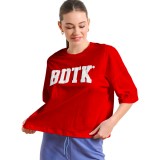 Γυναικεία Κοντομάνικη Μπλούζα Κόκκινη - Bodytalk Εικόνα 
