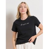 Γυναικεία Κοντομάνικη Μπλούζα Μαύρη - Bodytalk Εικόνα 