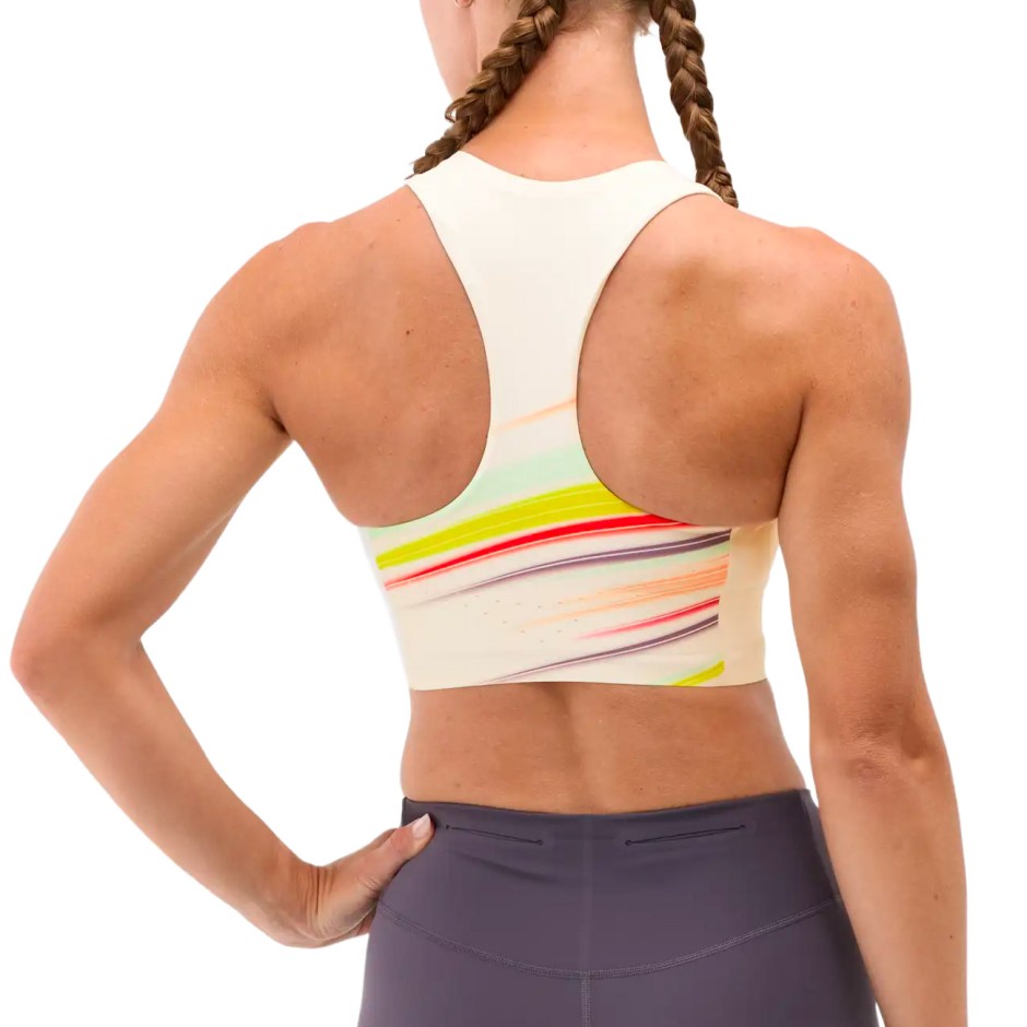 Γυναικεία Αμάνικη Μπλούζα για Τρέξιμο Εκρού - HOKA ONE ONE Race Day Crop Bra