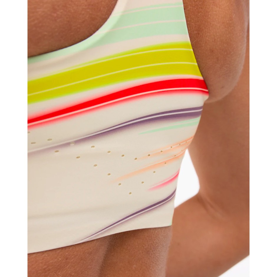 Γυναικεία Αμάνικη Μπλούζα για Τρέξιμο Εκρού - HOKA ONE ONE Race Day Crop Bra