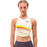 Γυναικεία Αμάνικη Μπλούζα για Τρέξιμο Εκρού - HOKA ONE ONE Race Day Crop Bra Εικόνα 