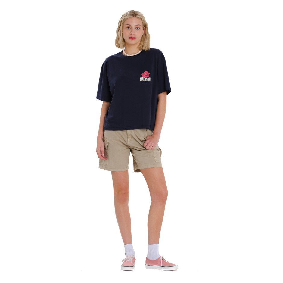 Γυναικεία Κοντομάνικη Μπλούζα Πετρόλ - EMERSON 