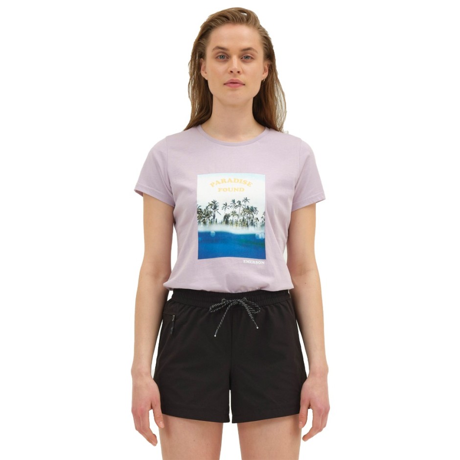EMERSON HAWAIIAN POSTCARD PHOTO T-SHIRT 211.EW33.84-COOL PINK Pink