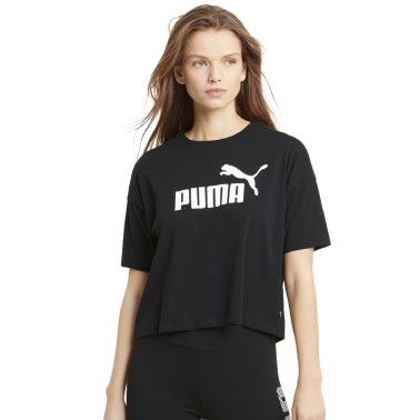Puma Essentials Logo Μαύρο - Γυναικεία Κοντομάνικη Μπλούζα