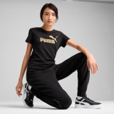 Women's T-Shirt Black - PUMA Essentials Metallic Logo Image 1
