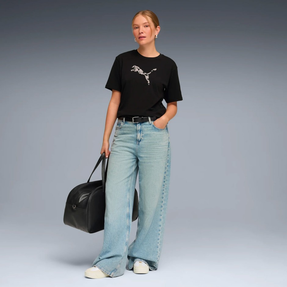 Γυναικεία Κοντομάνικη Μπλούζα Μαύρη - PUMA Essentials Graphics Animal Relaxed