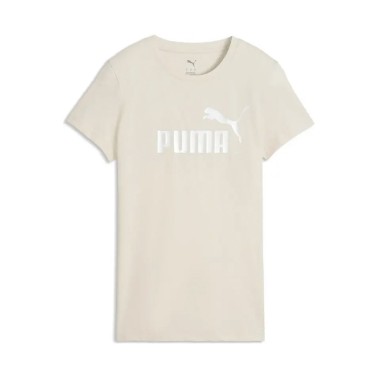 Γυναικεία Κοντομάνικη Μπλούζα Εκρού - PUMA Essentials Metallic Logo