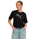 Γυναικεία Κοντομάνικη Μπλούζα Μαύρη - PUMA Essentials Graphics Animal Relaxed Εικόνα 