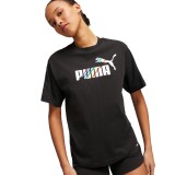 PUMA ESS+ LOVE IS LOVE RELAXED TEE 673669-01 Black Image 