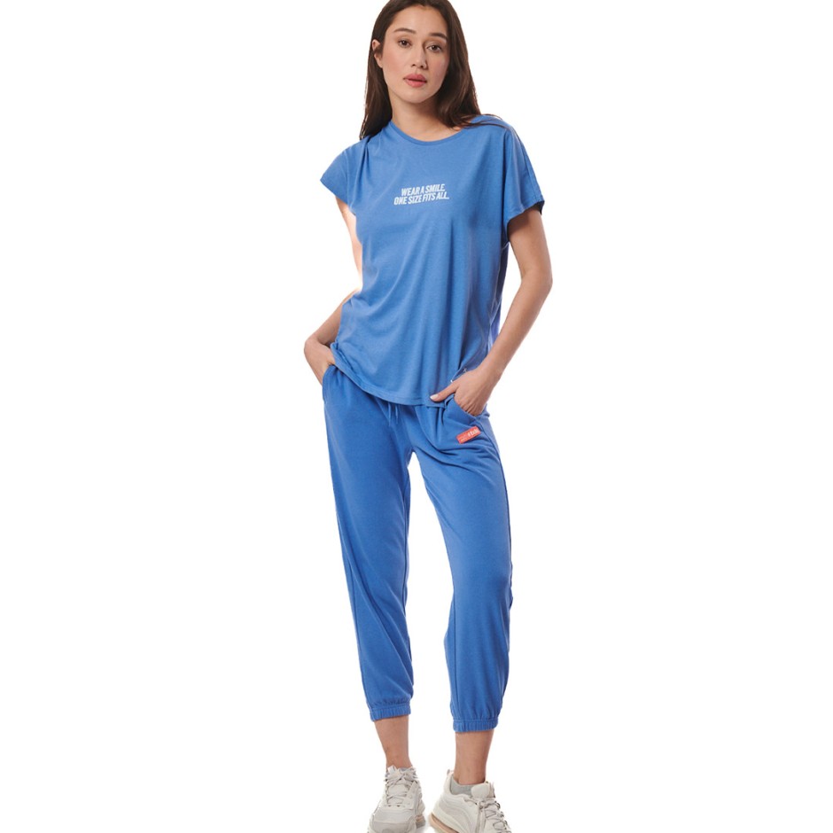 Γυναικεία Κοντομάνικη Μπλούζα Μπλε - Body Action