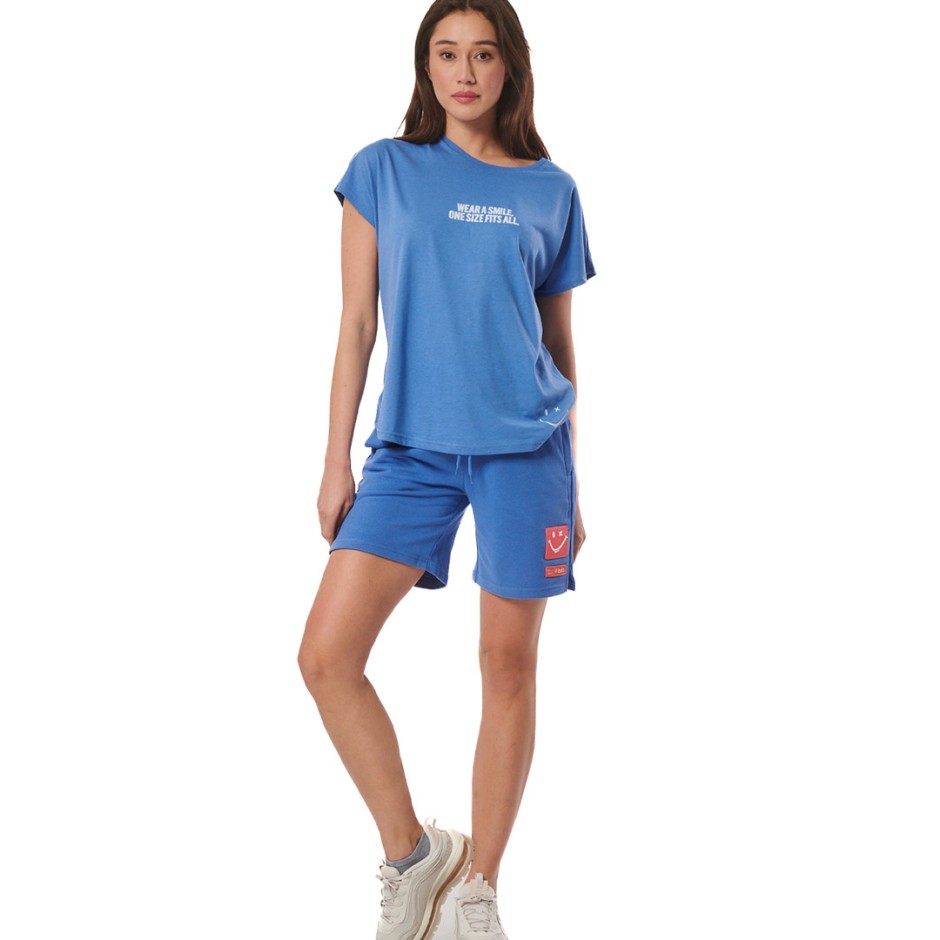 Γυναικεία Κοντομάνικη Μπλούζα Μπλε - Body Action