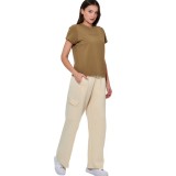 Γυναικεία Κοντομάνικη Μπλούζα Λαδί - Body Action Εικόνα 2