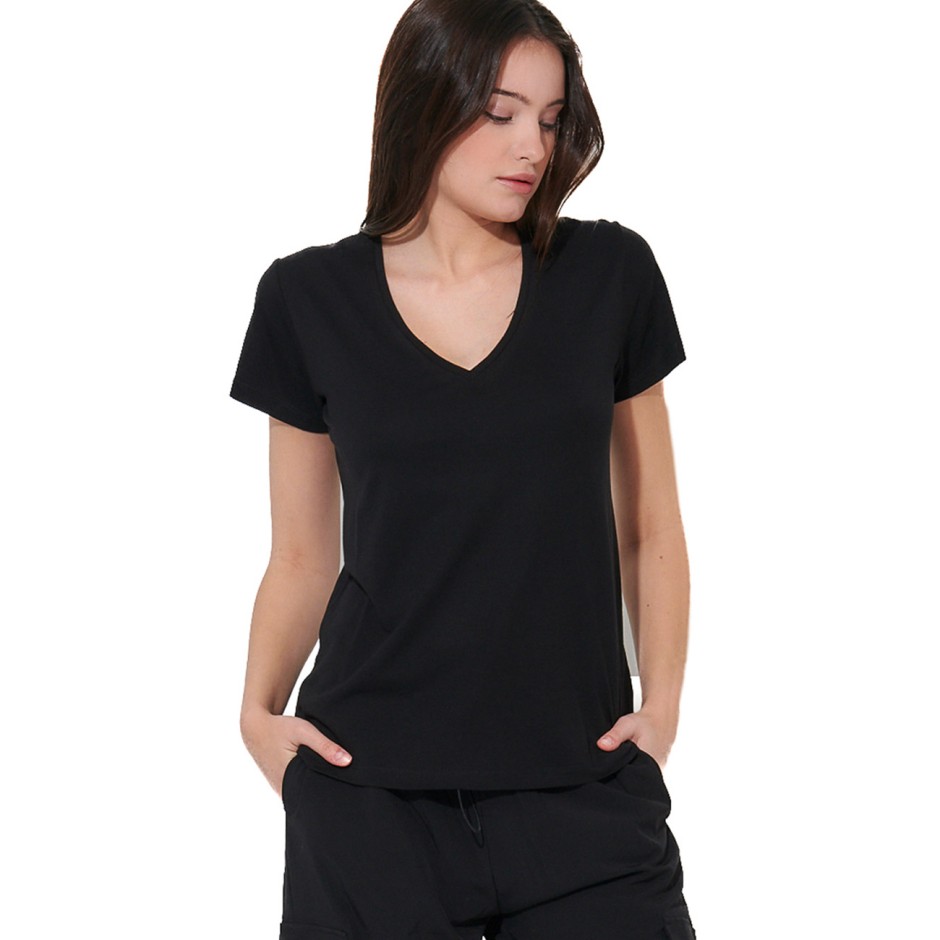 Γυναικεία Κοντομάνικη Μπλούζα Μαύρη - Body Action