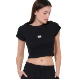 Γυναικεία Κοντομάνικη Μπλούζα Μαύρη - Body Action Εικόνα 