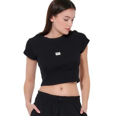 Γυναικεία Κοντομάνικη Μπλούζα Μαύρη - Body Action