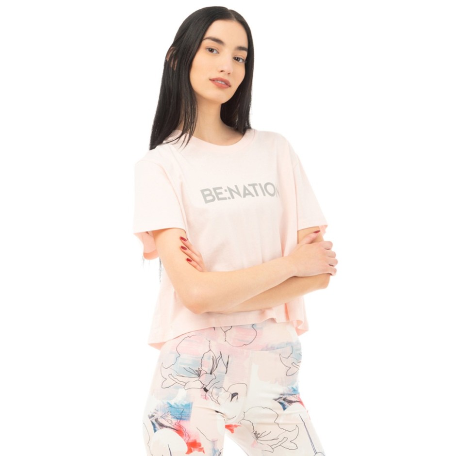 Γυναικεία Κοντομάνικη Μπλούζα Ροζ - Be:Nation Crop Top