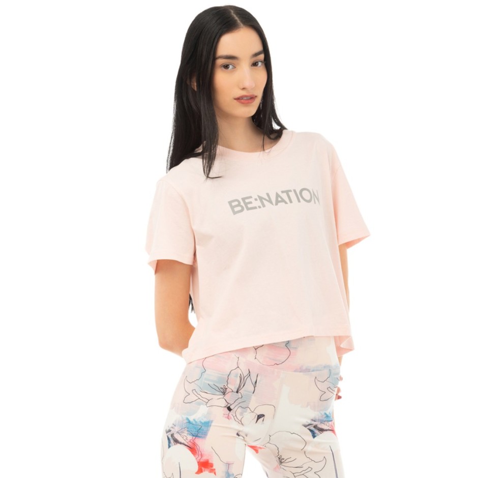 Γυναικεία Κοντομάνικη Μπλούζα Ροζ - Be:Nation Crop Top