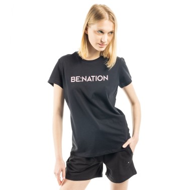 BE:NATION ESSENTIALS CREW NECK S/S TEE Μαύρο