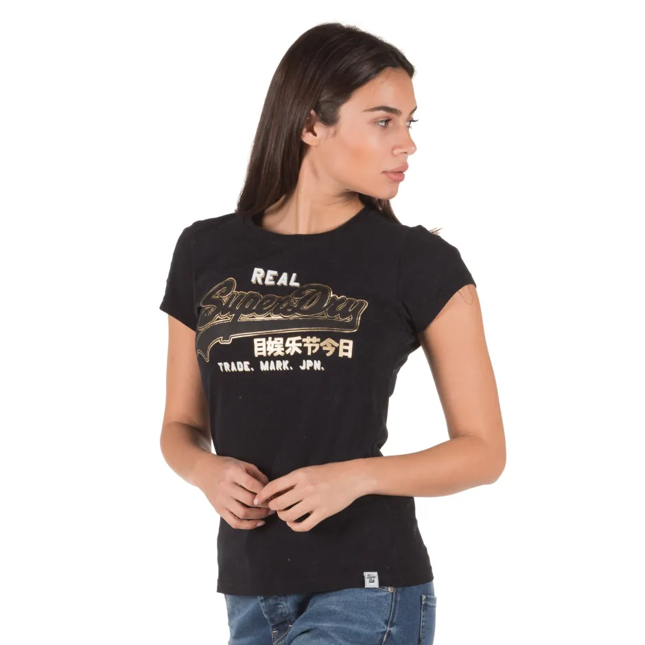 Superdry - T-shirt avec logo vintage sur la poitrine - Vert Ben chiné
