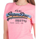 SUPERDRY D1 V LOGO RETRO RAINBOW ENTRY TEE G10138TT-ZV0 Ροζ