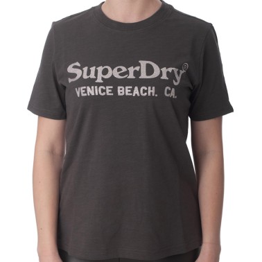 SUPERDRY D1 OVIN METALLIC VENUE RELAXED TEE W1011403A-PKT Coal