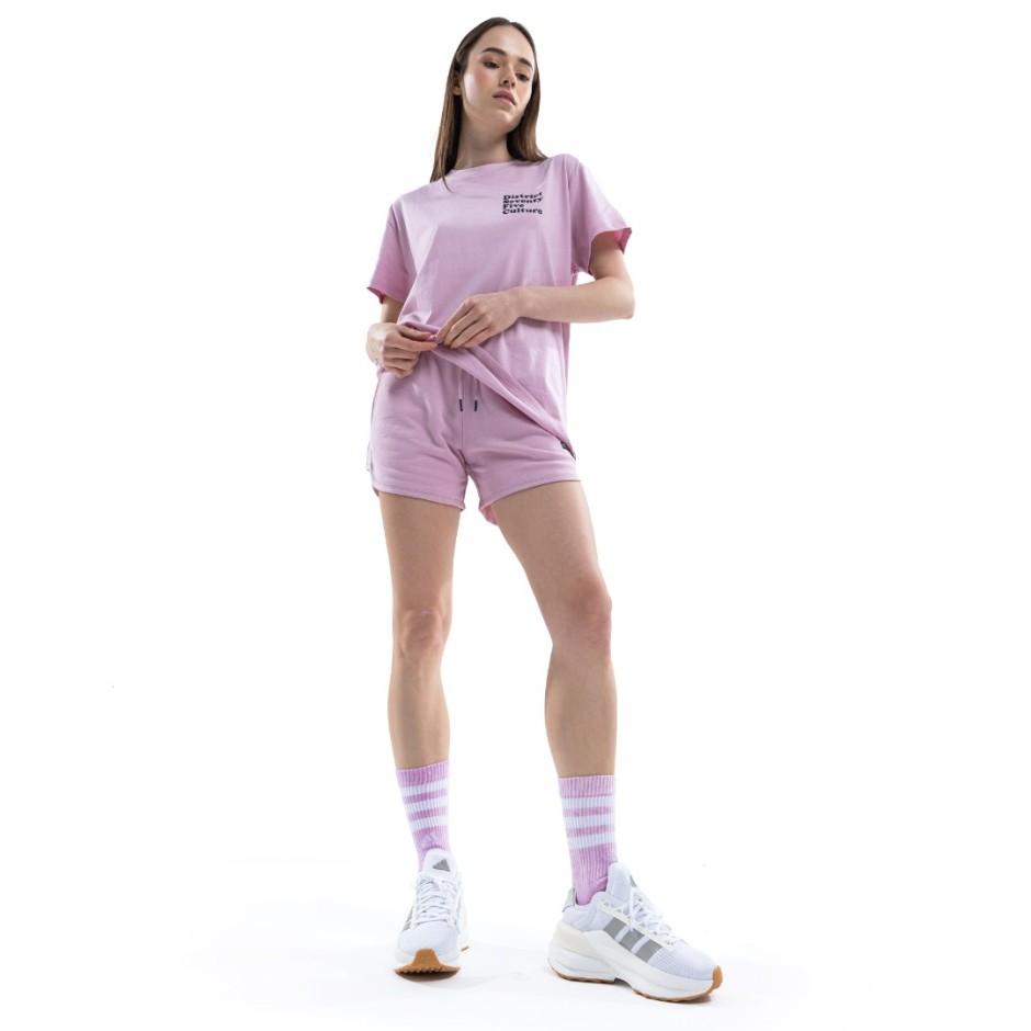 Γυναικεία Κοντομάνικη Μπλούζα Λιλά - District75  